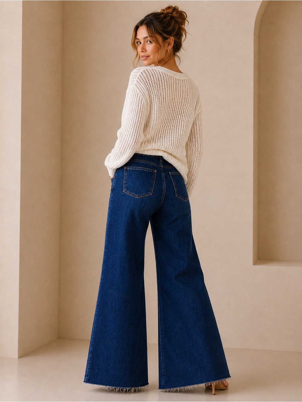 KUT from the Kloth Meg Fab AB Dark Wash Wide Leg High Rise Stretch Raw Hem Jeans - Picture 9 of 9